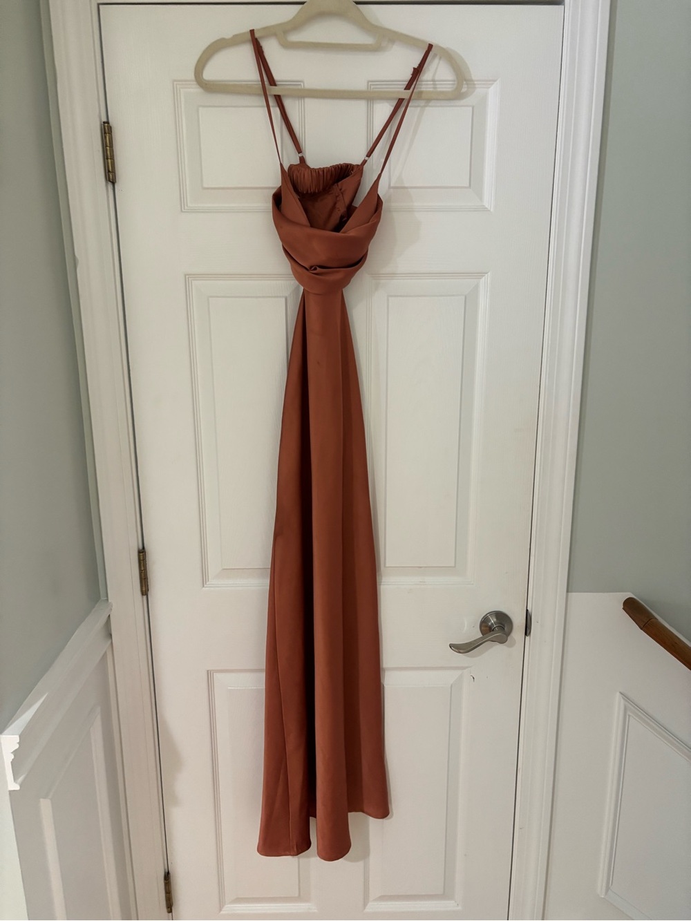 Hello Molly Rust Satin Cowl Neck Maxi Dress